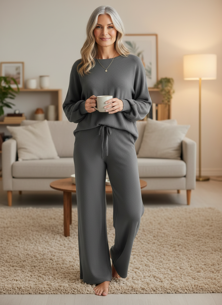 Long Sleeve Lounge Top and Drawstring Pants Set