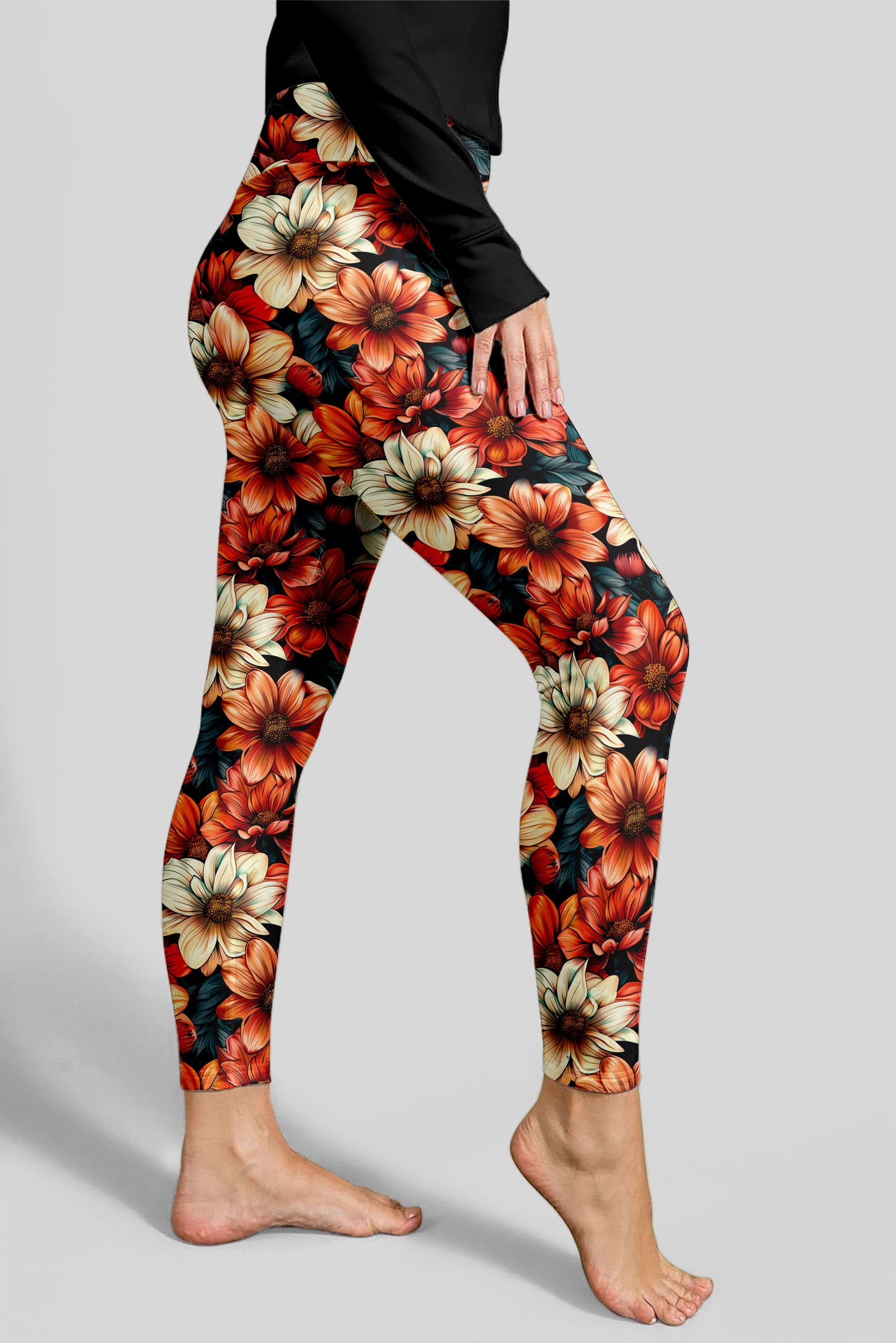 Elegant floral pose with sleek design and vibrant accents