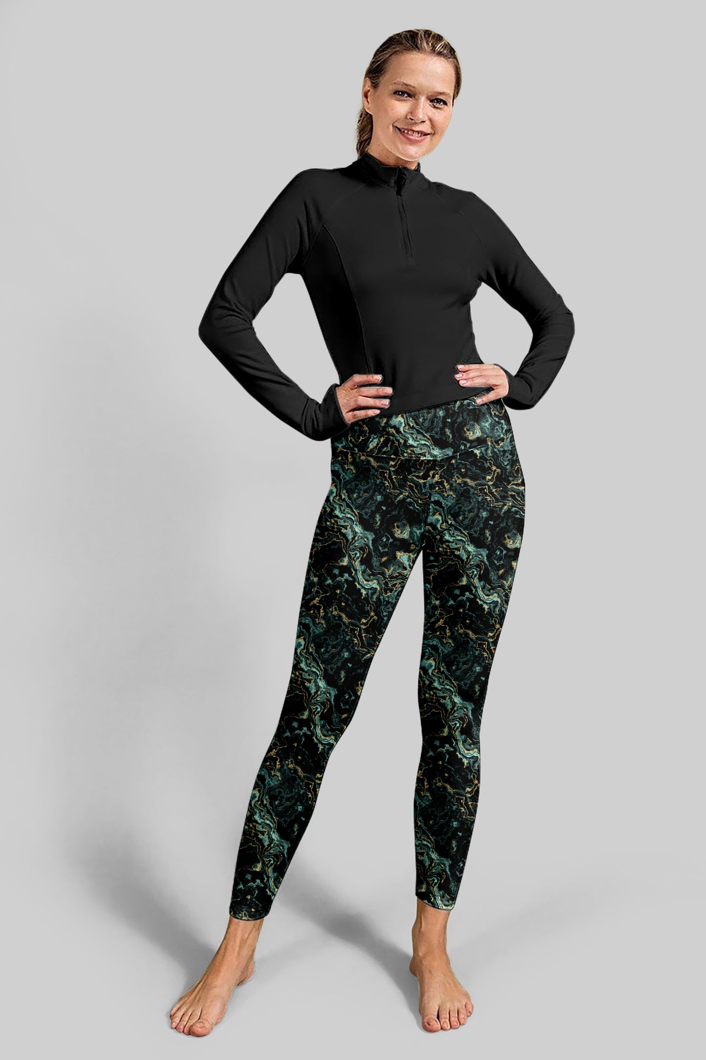 Modern pose with intricate floral details and clean aesthetics