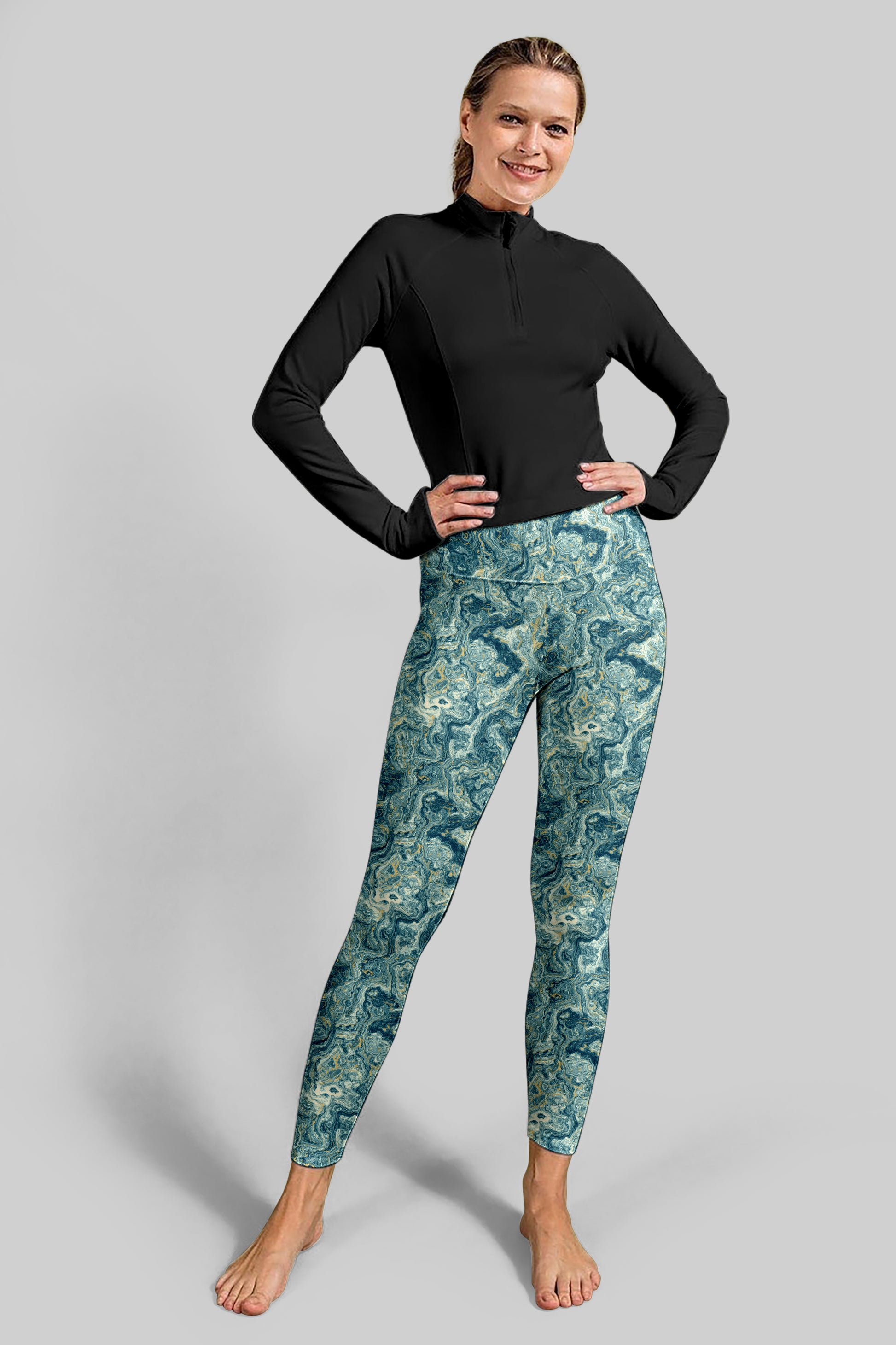 Elegant and minimalist pose with intricate floral patterns