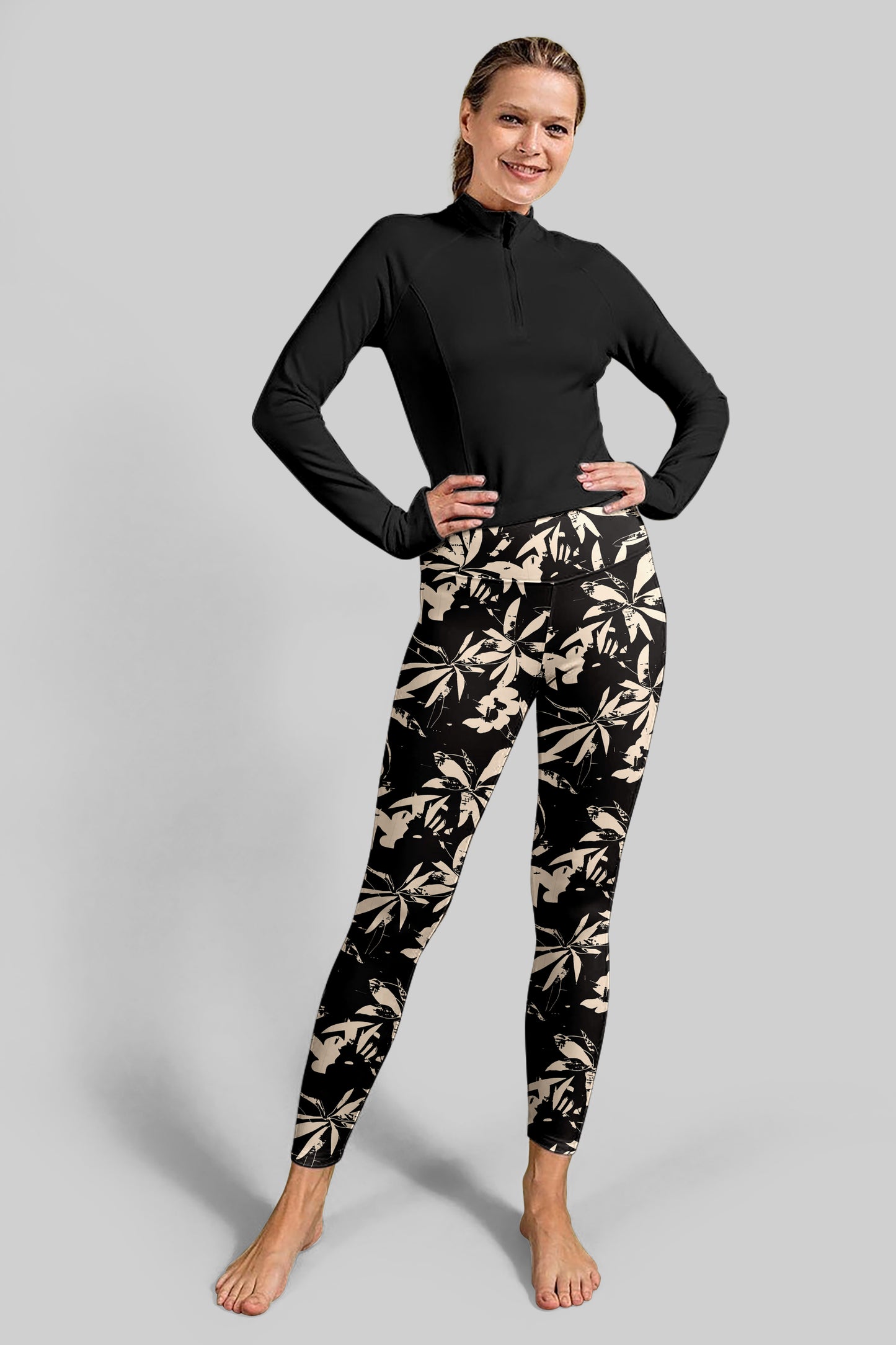 Minimalist pose design featuring clean floral lines and accents