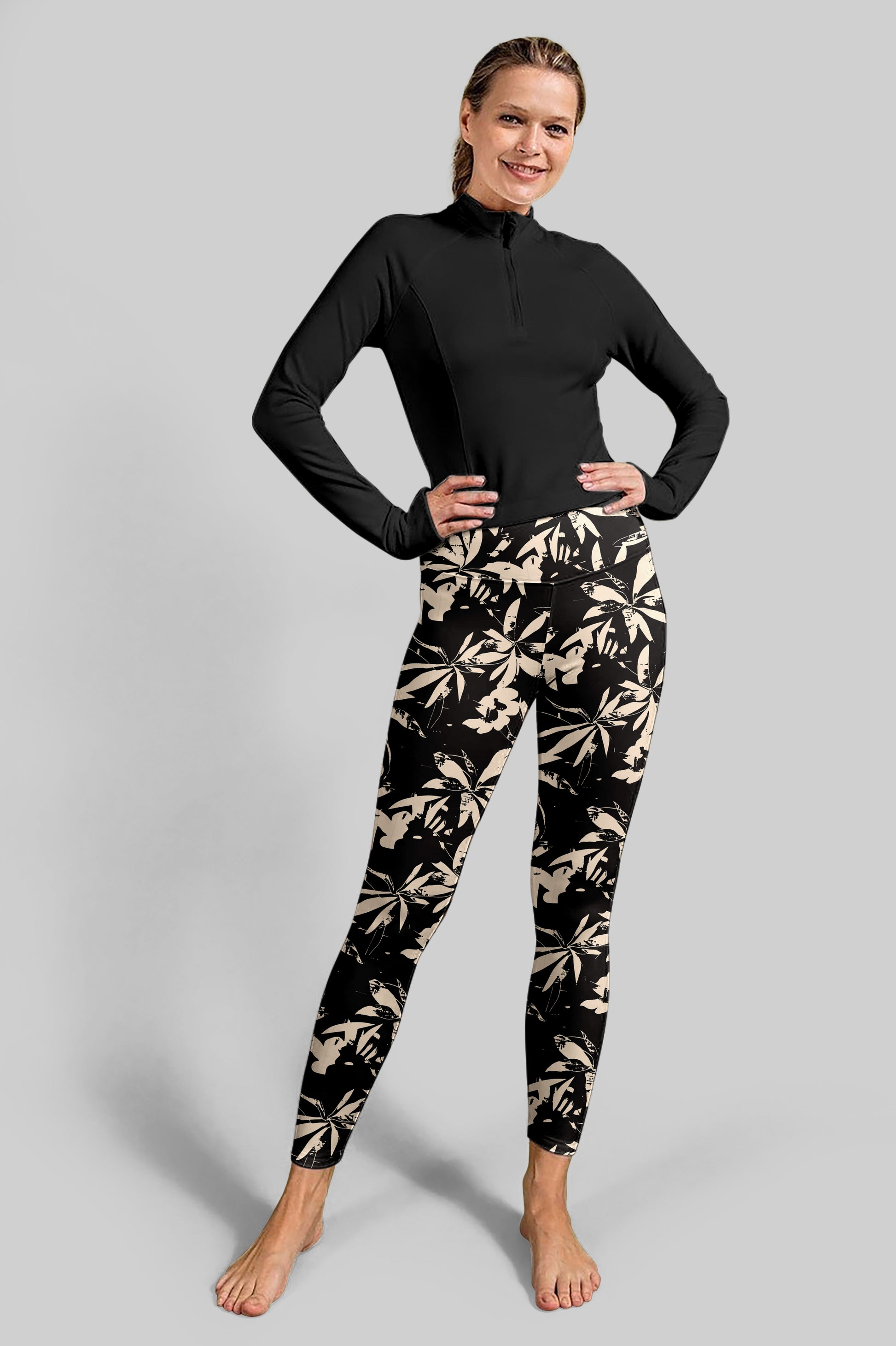 Minimalist pose design featuring clean floral lines and accents